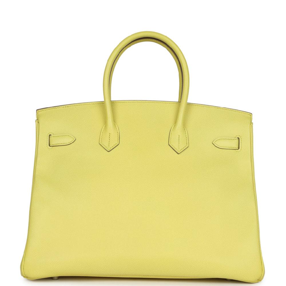 Pre-owned Hermes Birkin 35 Soufre Epsom Palladium Hardware