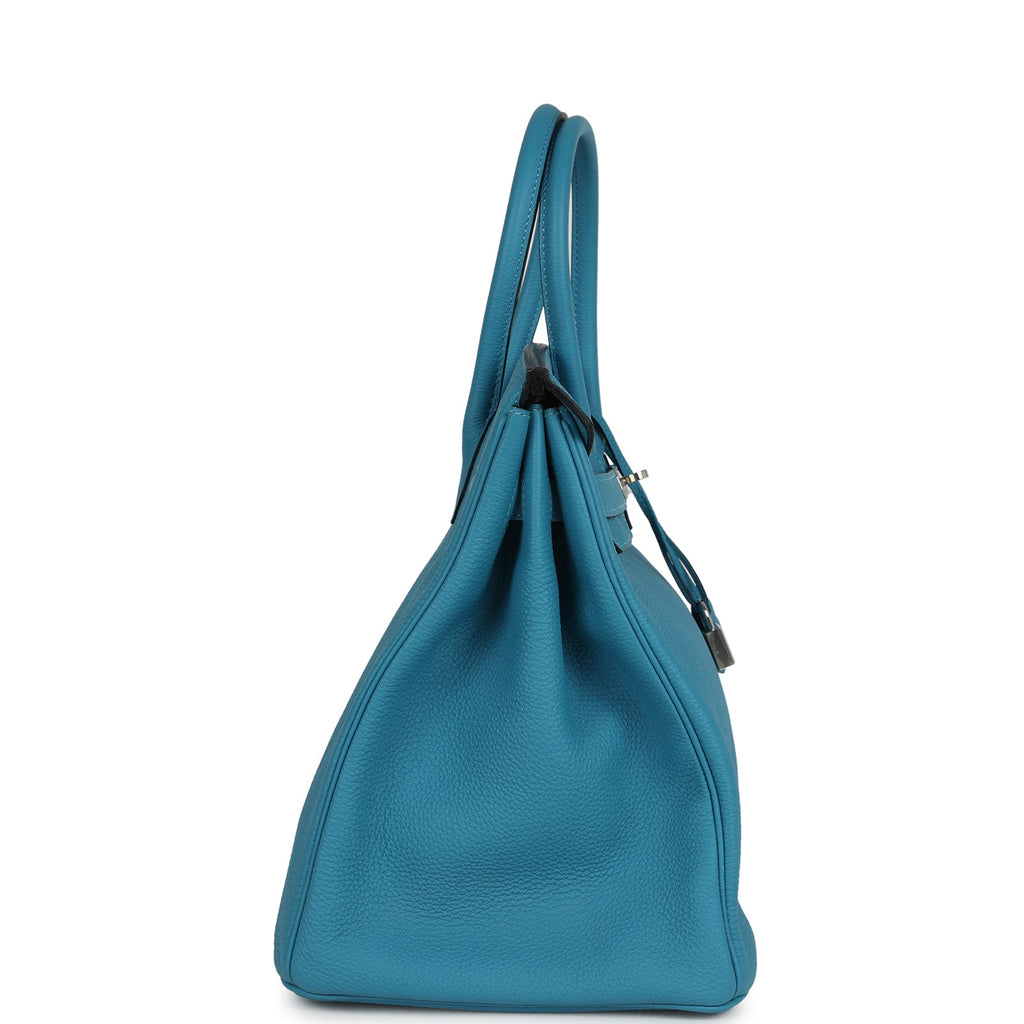 Pre-owned Hermes Birkin 35 Turquoise Togo Palladium Hardware