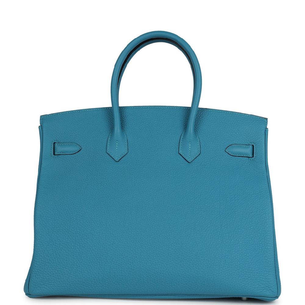 Pre-owned Hermes Birkin 35 Turquoise Togo Palladium Hardware