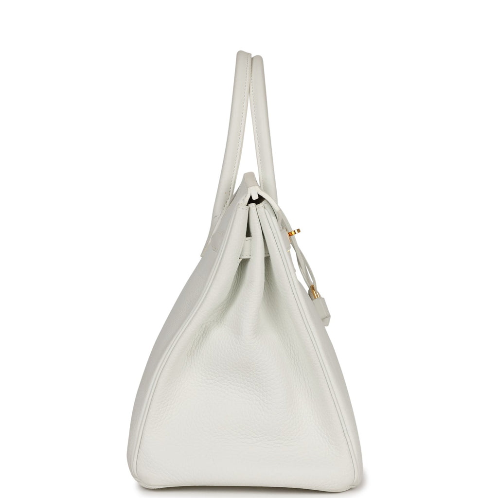 Pre-owned Hermes Birkin 35 White Clemence Gold Hardware