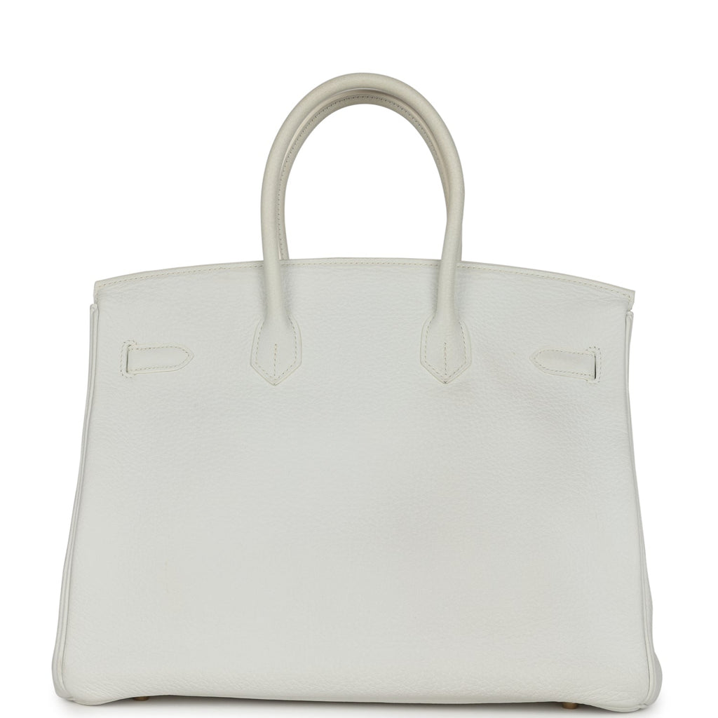 Pre-owned Hermes Birkin 35 White Clemence Gold Hardware