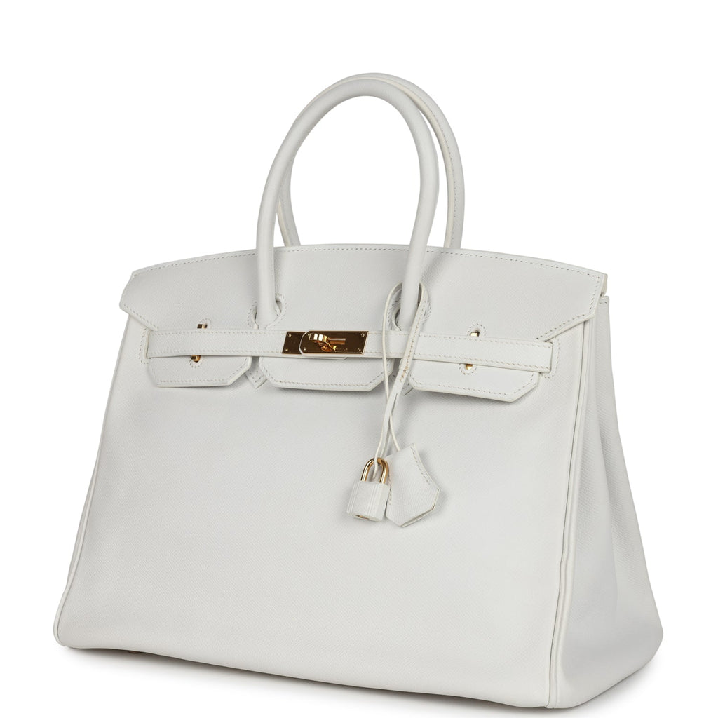 Pre-owned Hermes Birkin 35 White Epsom Gold Hardware