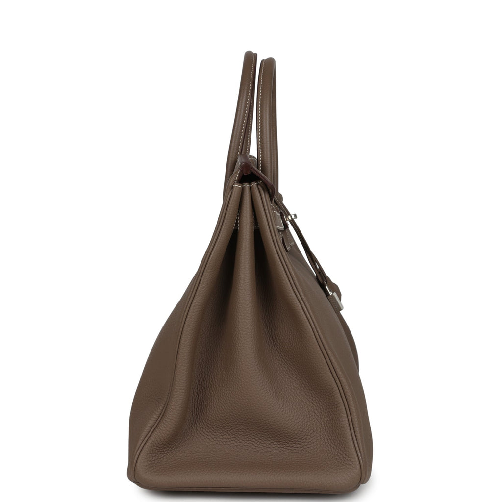 Pre-owned Hermes Birkin 40 Etoupe Togo Palladium Hardware