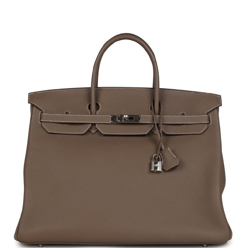 Pre-owned Hermes Birkin 40 Etoupe Togo Palladium Hardware
