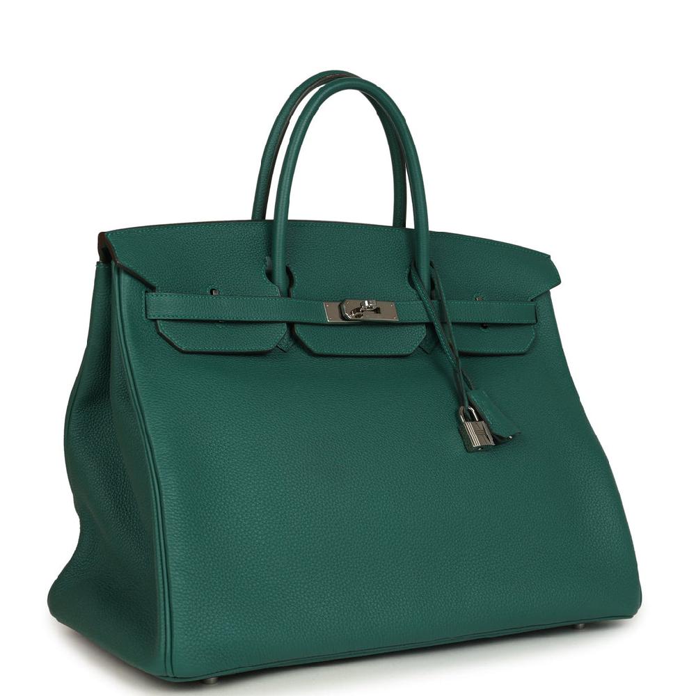 Pre-owned Hermes Birkin 40 Malachite Togo Palladium Hardware