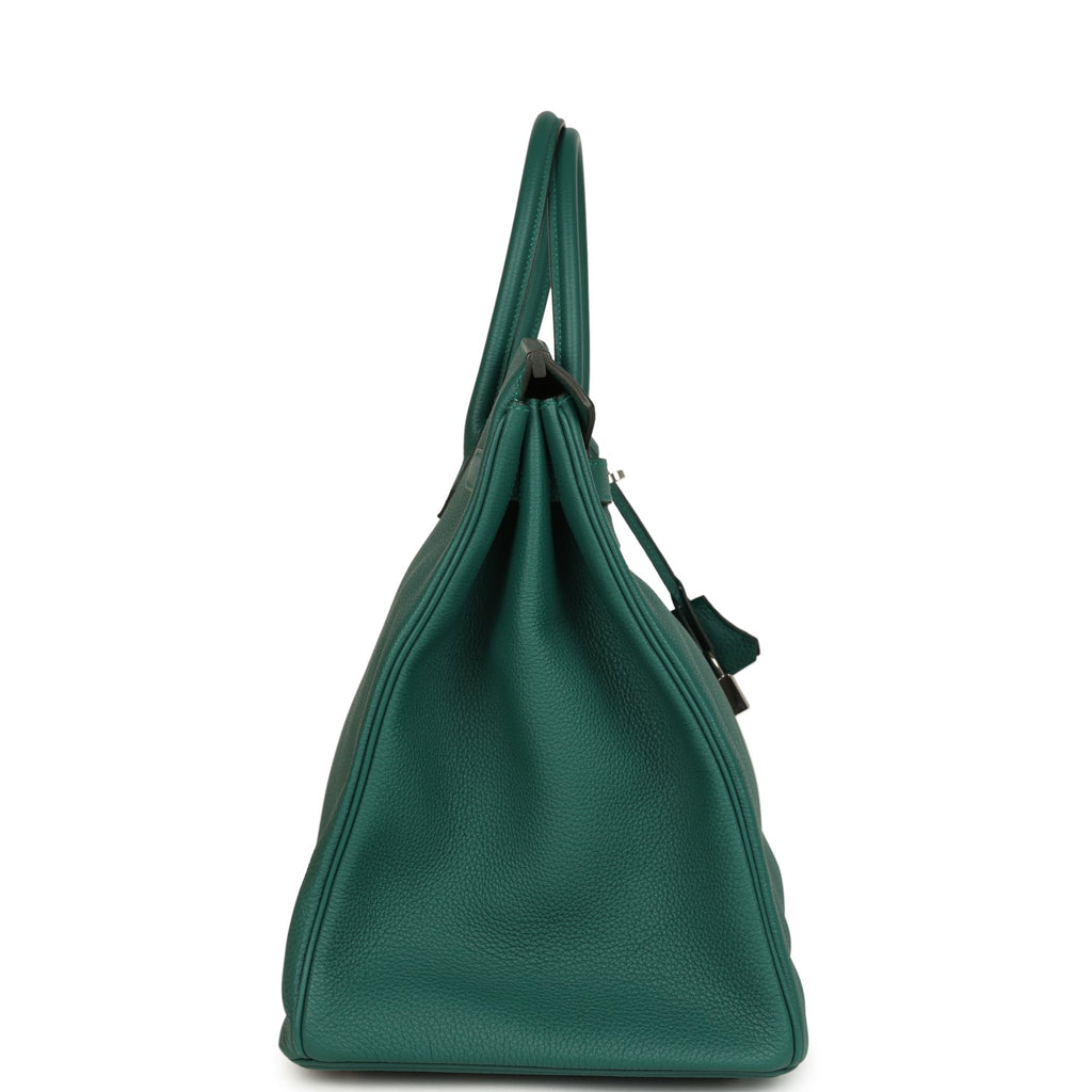 Pre-owned Hermes Birkin 40 Malachite Togo Palladium Hardware