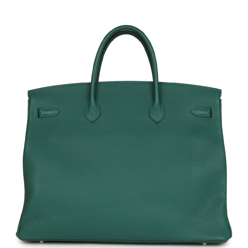 Pre-owned Hermes Birkin 40 Malachite Togo Palladium Hardware