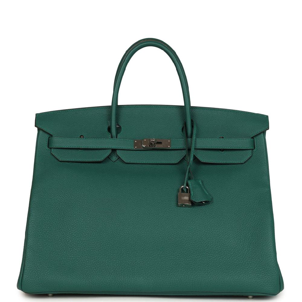 Pre-owned Hermes Birkin 40 Malachite Togo Palladium Hardware