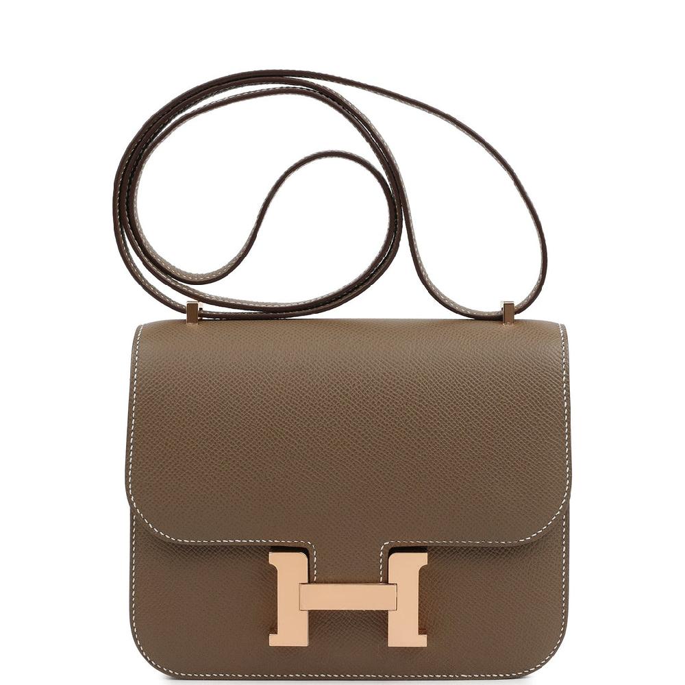 Pre-owned Hermes Constance 18 Etoupe Epsom Rose Gold Hardware