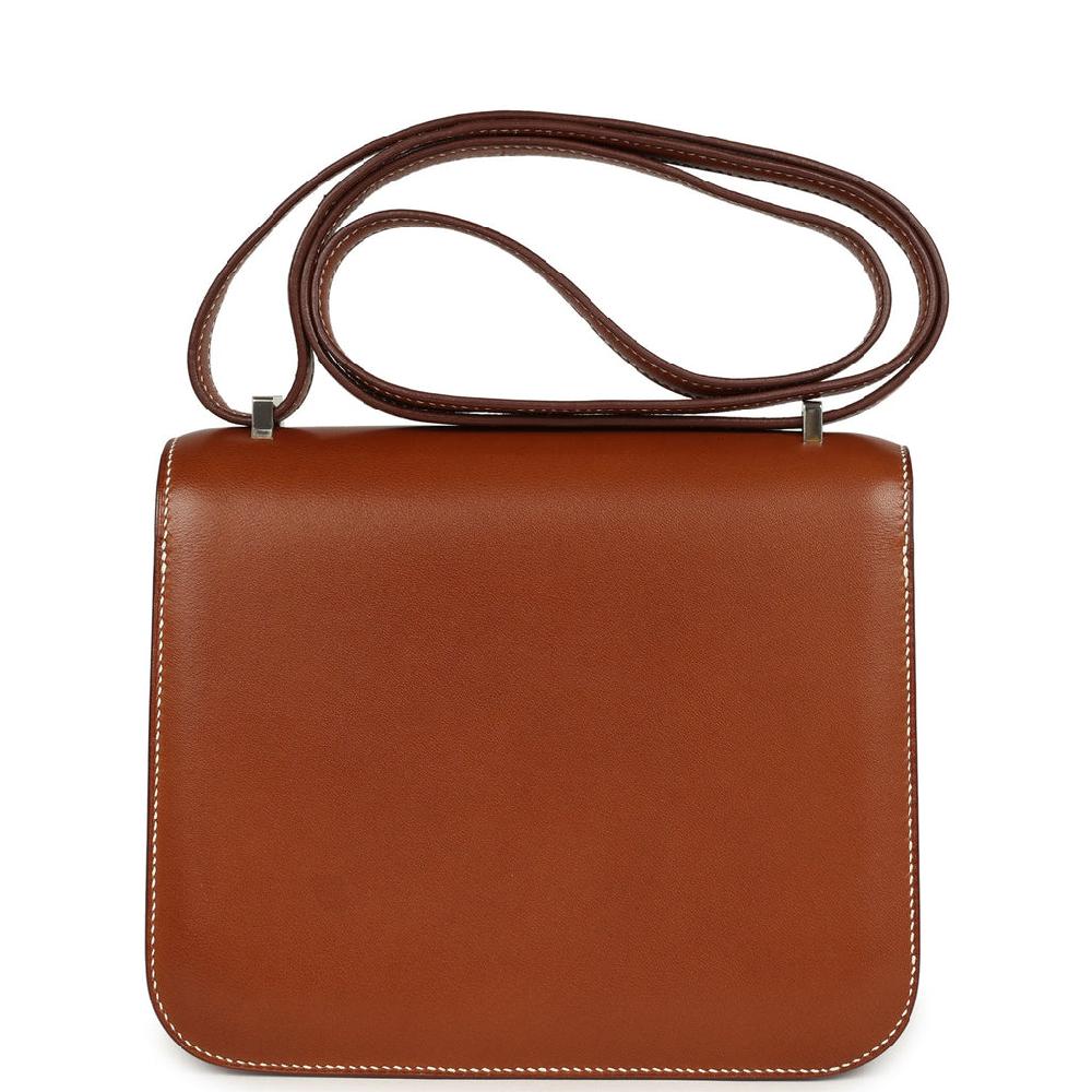 Pre-owned Hermes Constance 18 Fauve Barenia Palladium Hardware