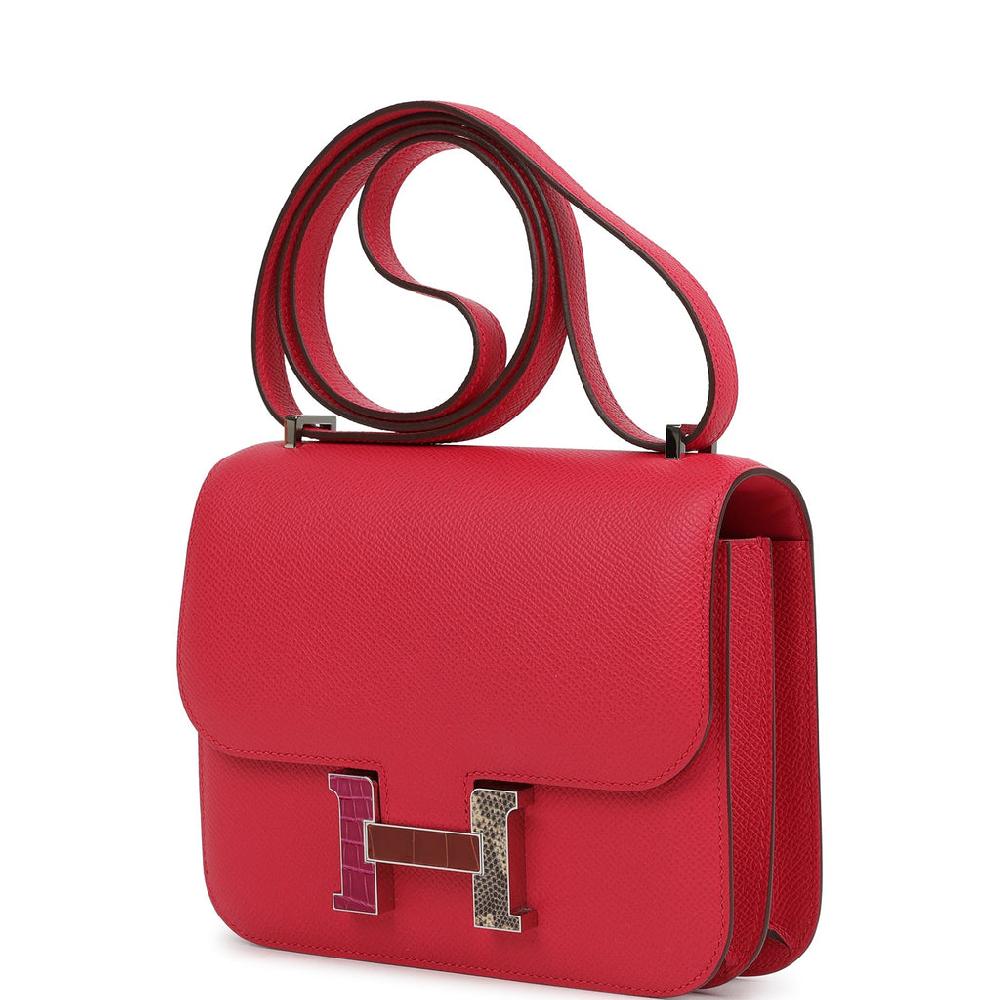 Pre-owned Hermes Constance 18 Rose Extreme Epsom Marquette Palladium Hardware