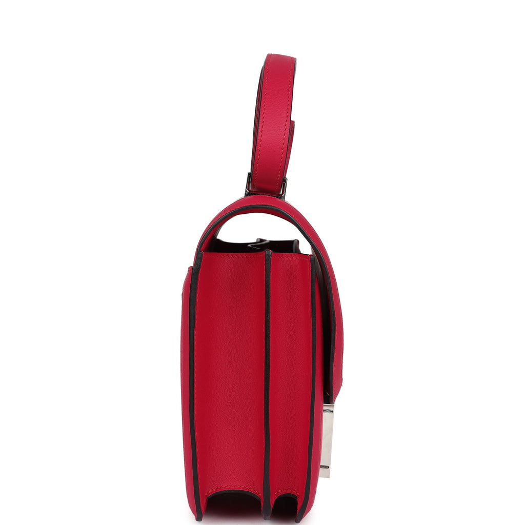 Pre-owned Hermes Constance 24 Rose Shocking And Ecru Toile H Berline And Framboise Swift Palladium Hardware
