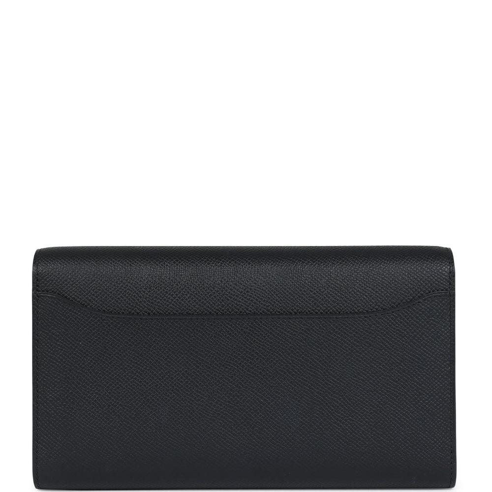 Pre-owned Hermes Constance Wallet To Go Black Epsom Palladium Hardware