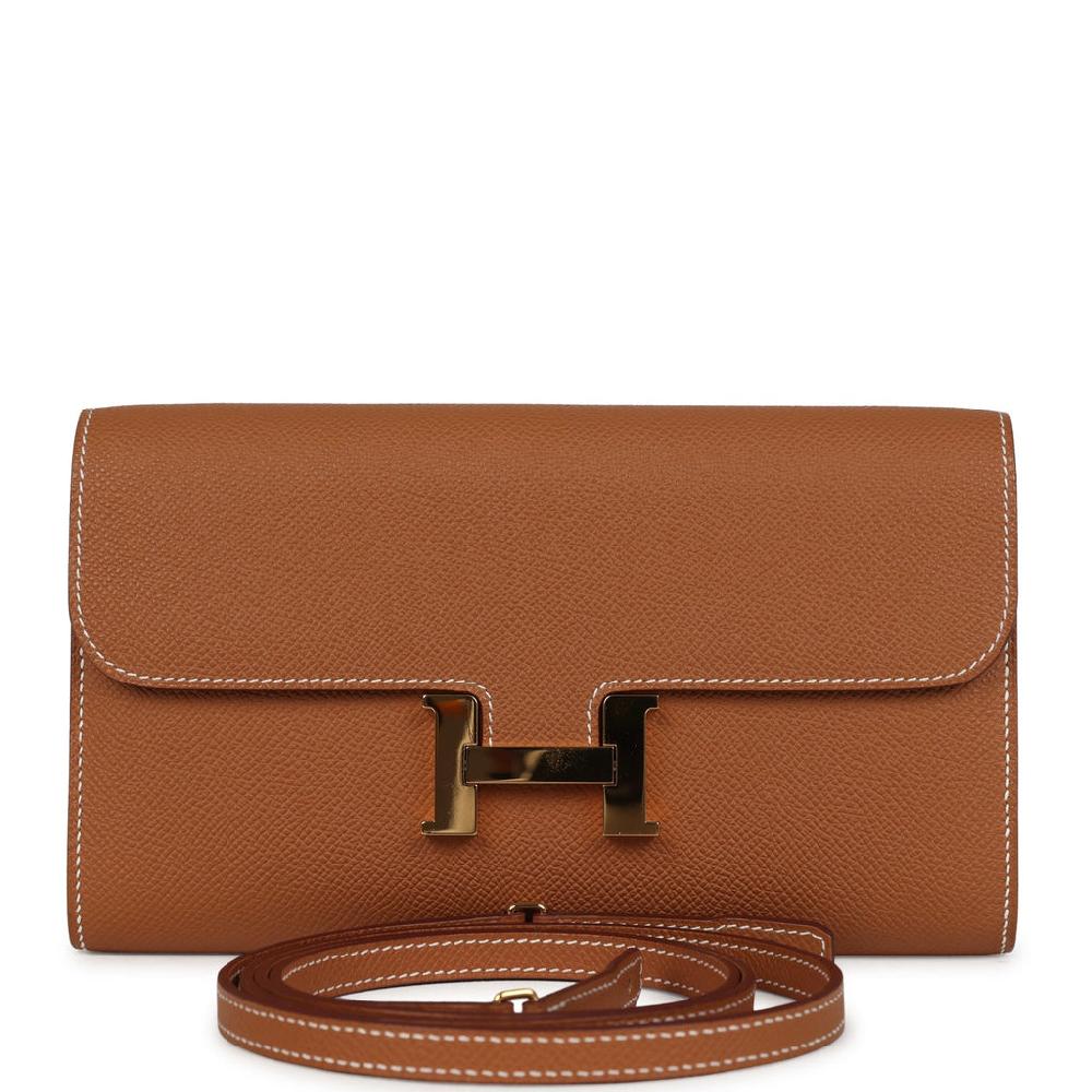 Pre-owned Hermes Constance Wallet To Go Gold Epsom Gold Hardware