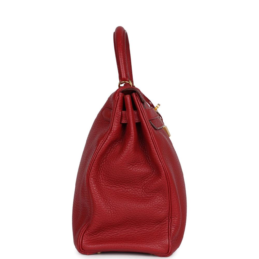 Pre-owned Hermes Kelly 35 Rouge Garance Clemence Gold Hardware
