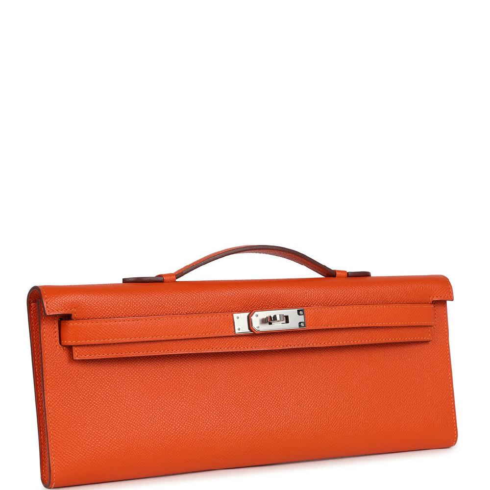 Pre-owned Hermes Kelly Cut Feu Epsom Palladium Hardware
