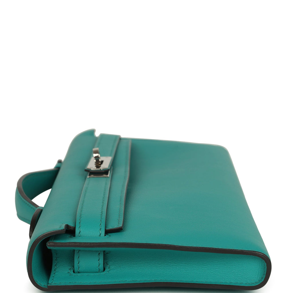 Pre-owned Hermes Kelly Cut Vert Verone Swift Palladium Hardware