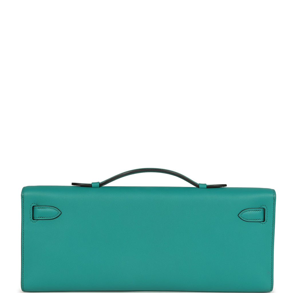 Pre-owned Hermes Kelly Cut Vert Verone Swift Palladium Hardware