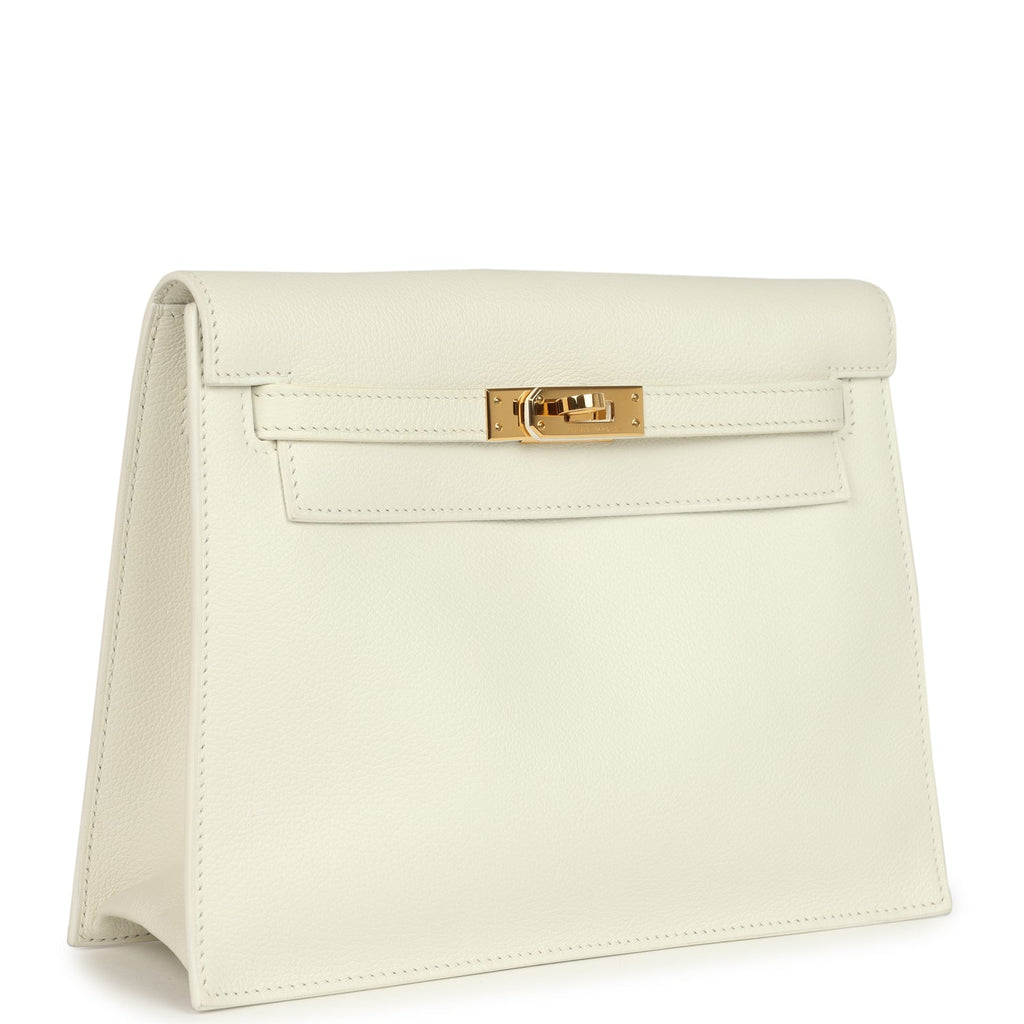 Pre-owned Hermes Kelly Danse White Evercolor Gold Hardware