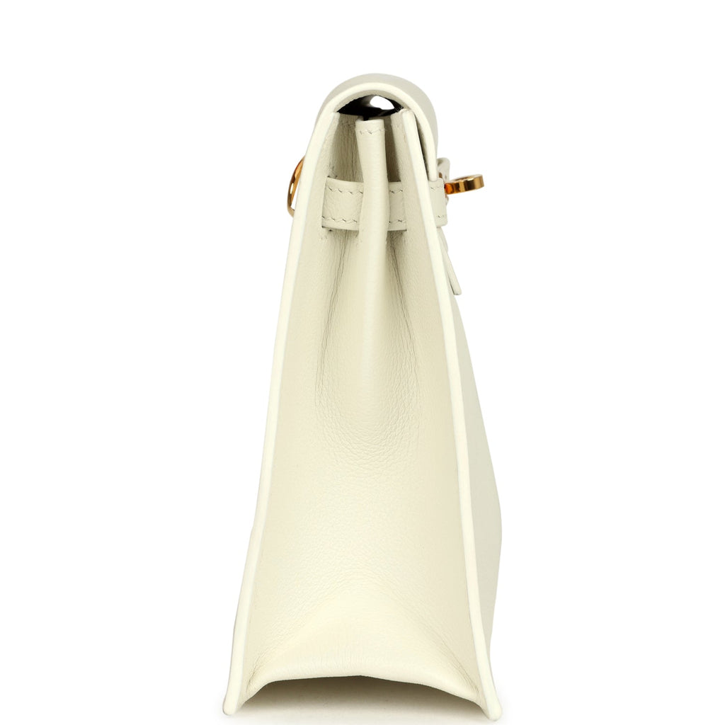 Pre-owned Hermes Kelly Danse White Evercolor Gold Hardware