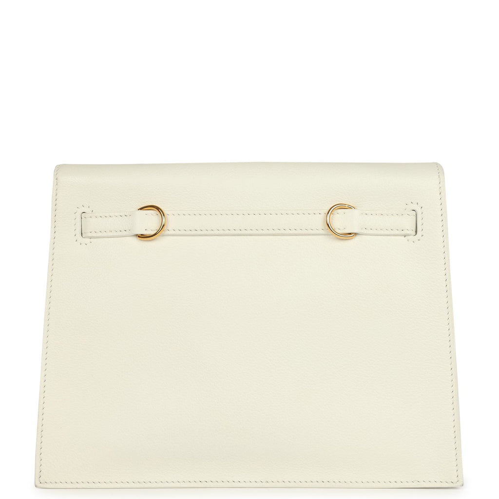 Pre-owned Hermes Kelly Danse White Evercolor Gold Hardware