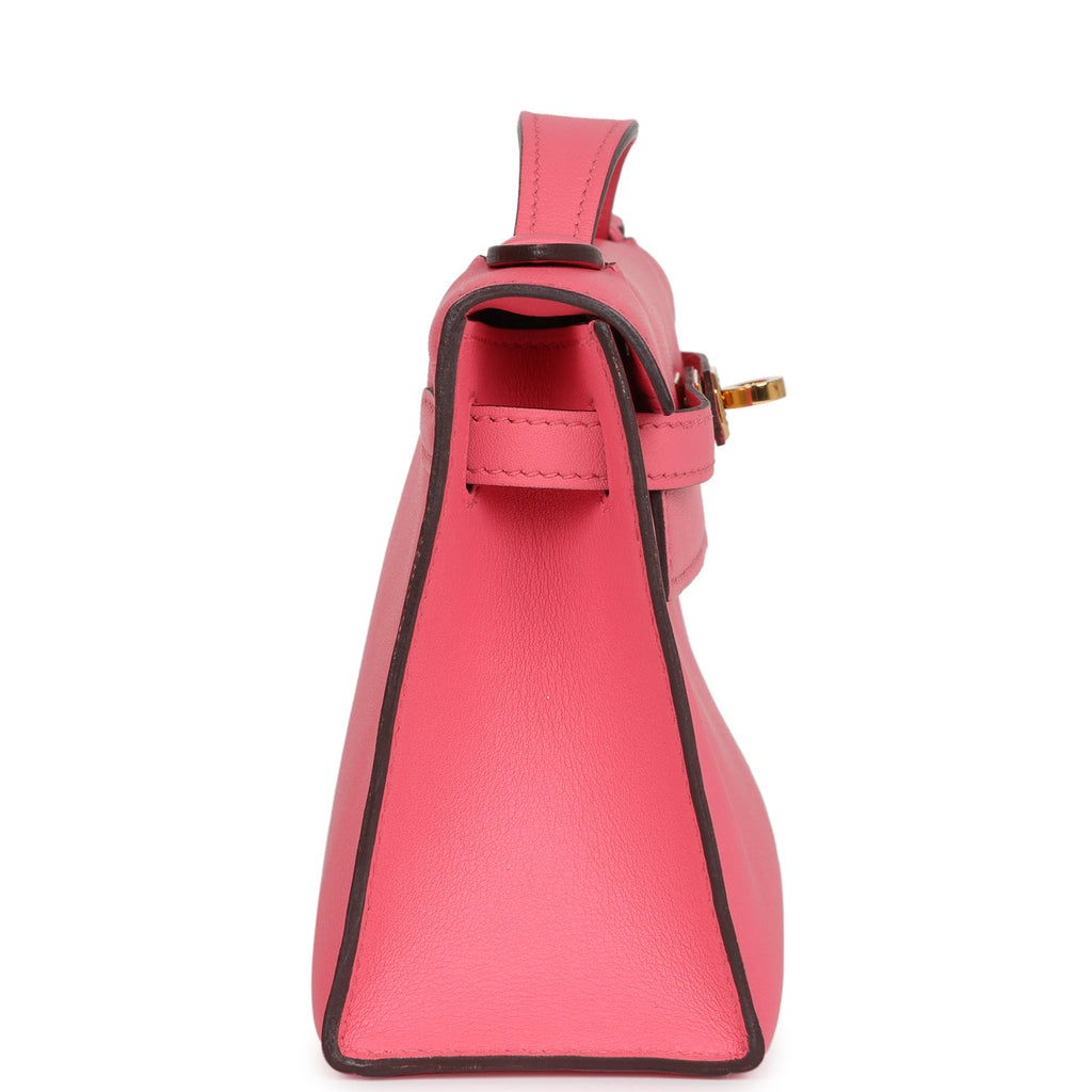 Pre-owned Hermes Kelly Pochette Rose Azalee Swift Gold Hardware