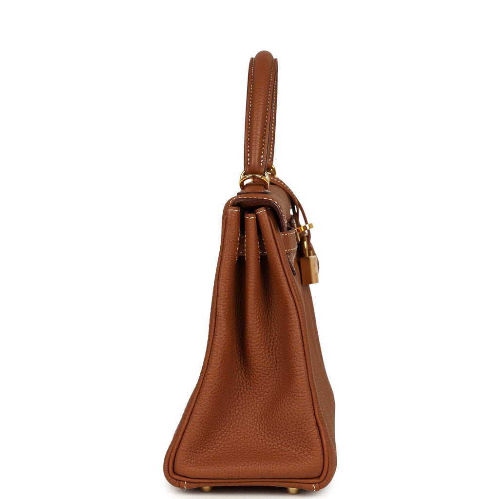 Pre-owned Hermes Kelly Retourne 25 Gold Togo Gold Hardware