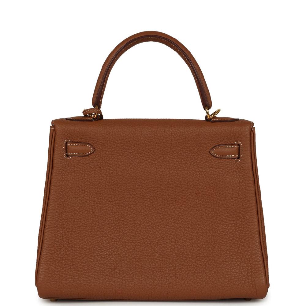 Pre-owned Hermes Kelly Retourne 25 Gold Togo Gold Hardware