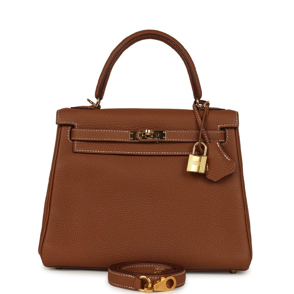 Pre-owned Hermes Kelly Retourne 25 Gold Togo Gold Hardware