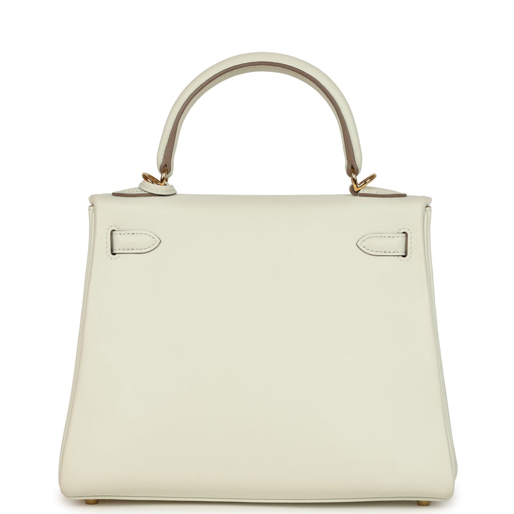Pre-owned Hermes Kelly Retourne 25 Mushroom Swift Gold Hardware