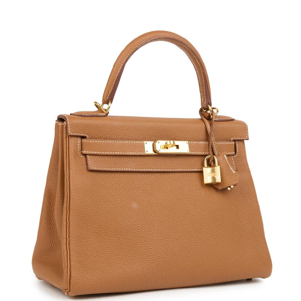 Pre-owned Hermes Kelly Retourne 28 Gold Togo Gold Hardware