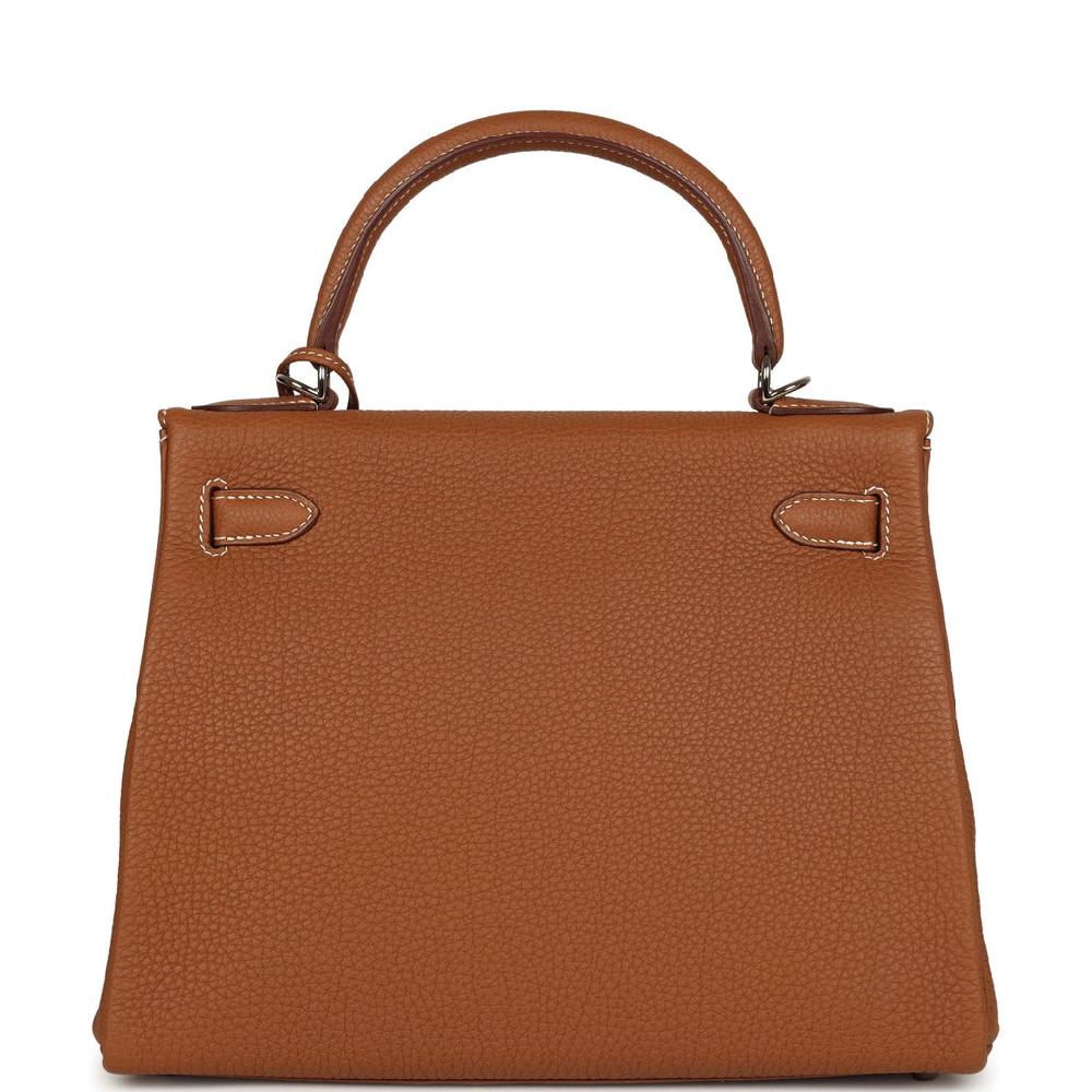 Pre-owned Hermes Kelly Retourne 28 Gold Togo Palladium Hardware