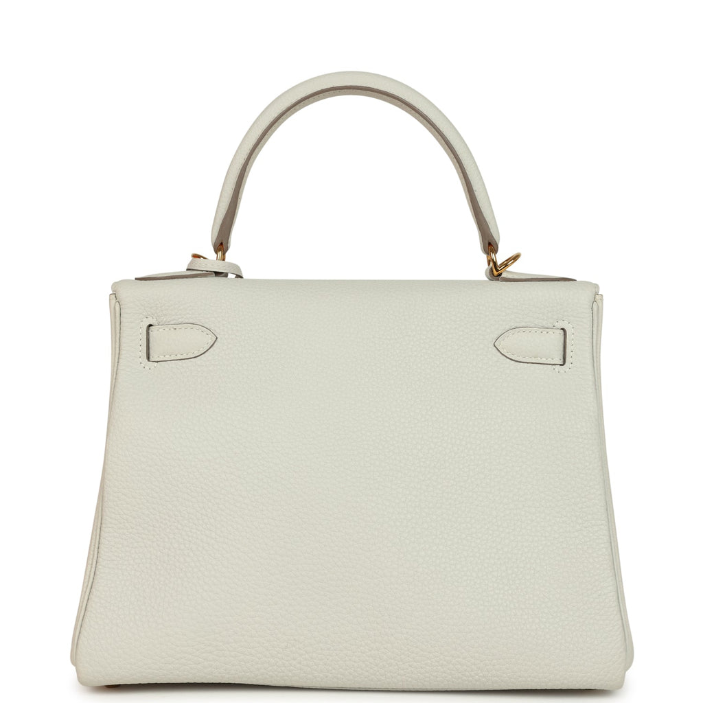 Pre-owned Hermes Kelly Retourne 28 Gris Pale Togo Gold Hardware