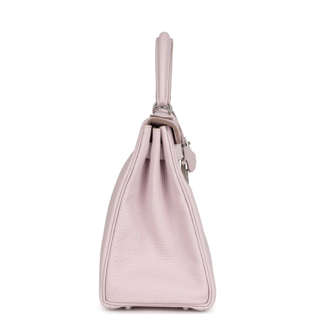 Pre-owned Hermes Kelly Retourne 28 Mauve Pale Clemence Palladium Hardware