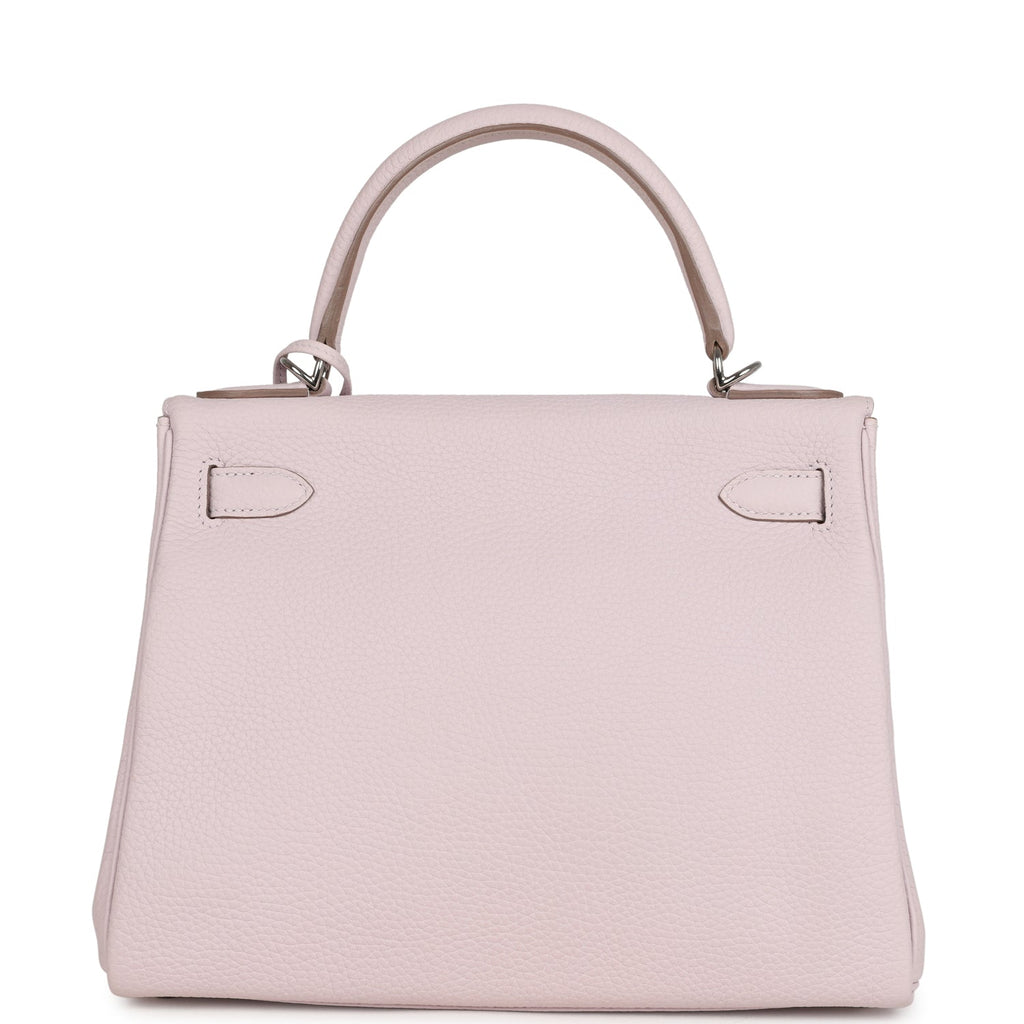 Pre-owned Hermes Kelly Retourne 28 Mauve Pale Clemence Palladium Hardware