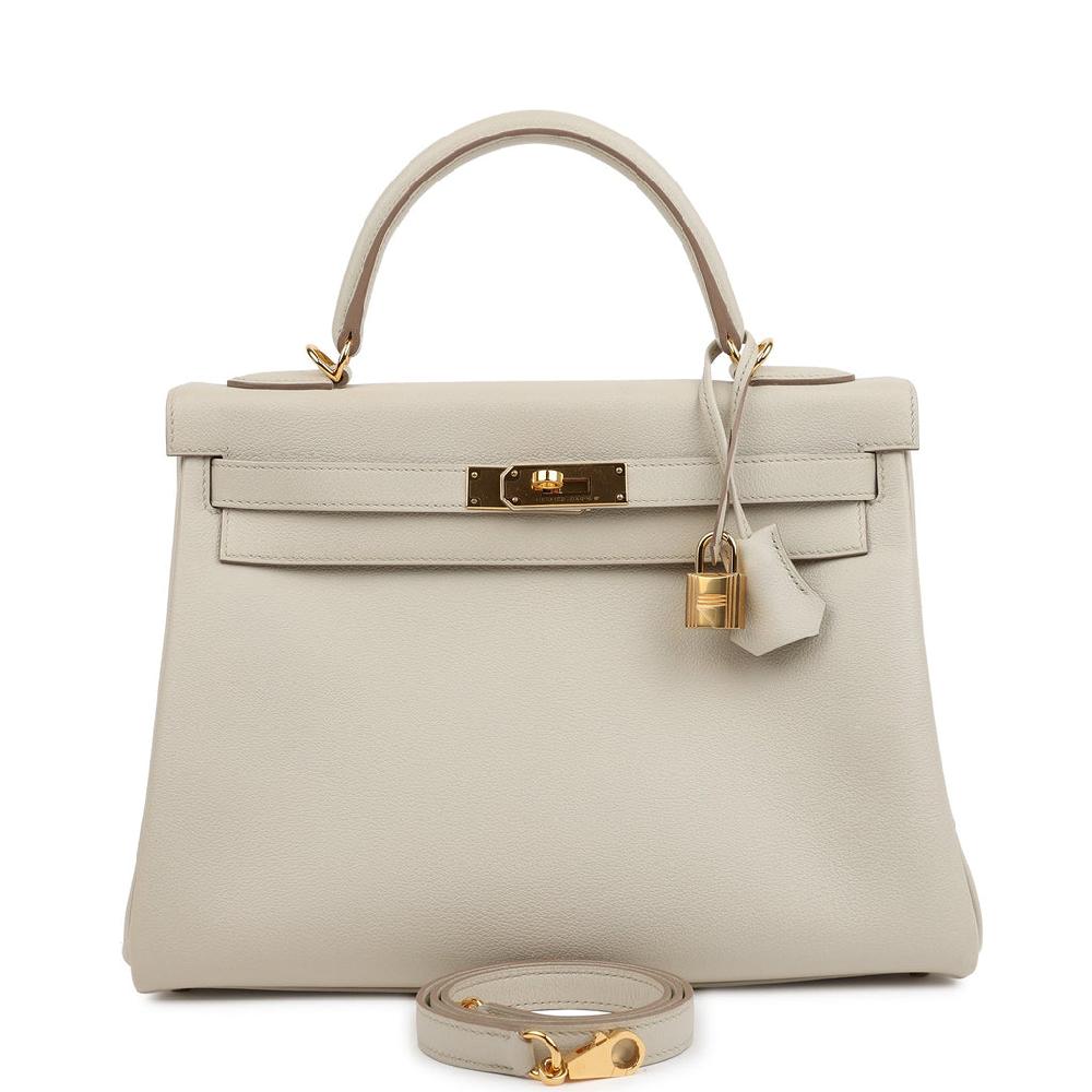 Pre-owned Hermes Kelly Retourne 32 Beton Evercolor Gold Hardware