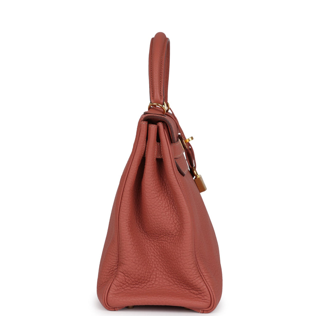 Pre-owned Hermes Kelly Retourne 32 Rosy Togo Gold Hardware
