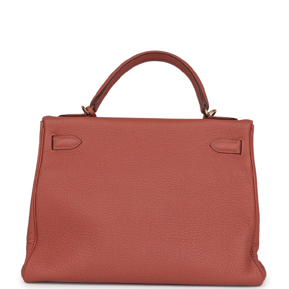 Pre-owned Hermes Kelly Retourne 32 Rosy Togo Gold Hardware