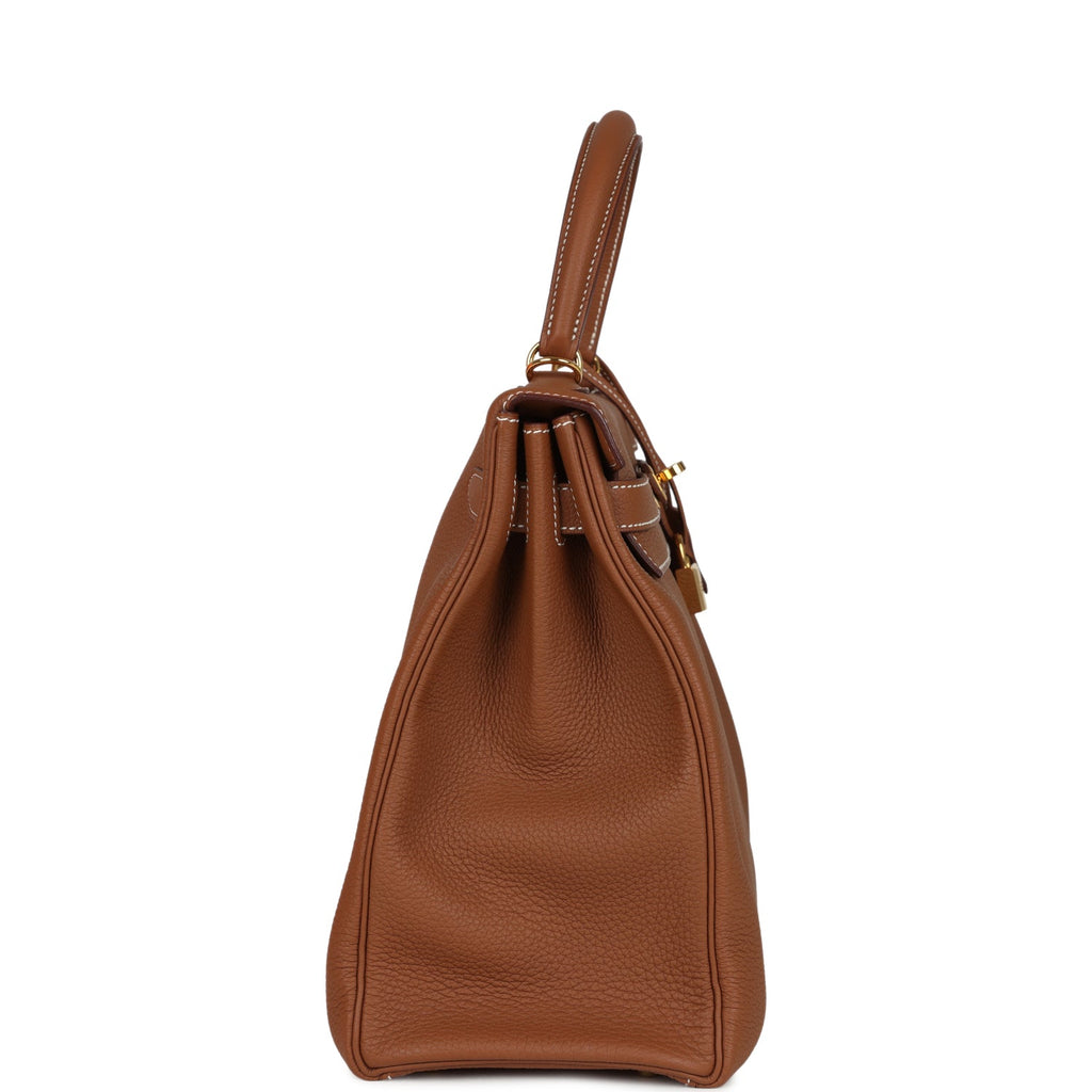 Pre-owned Hermes Kelly Retourne 35 Gold Togo Gold Hardware