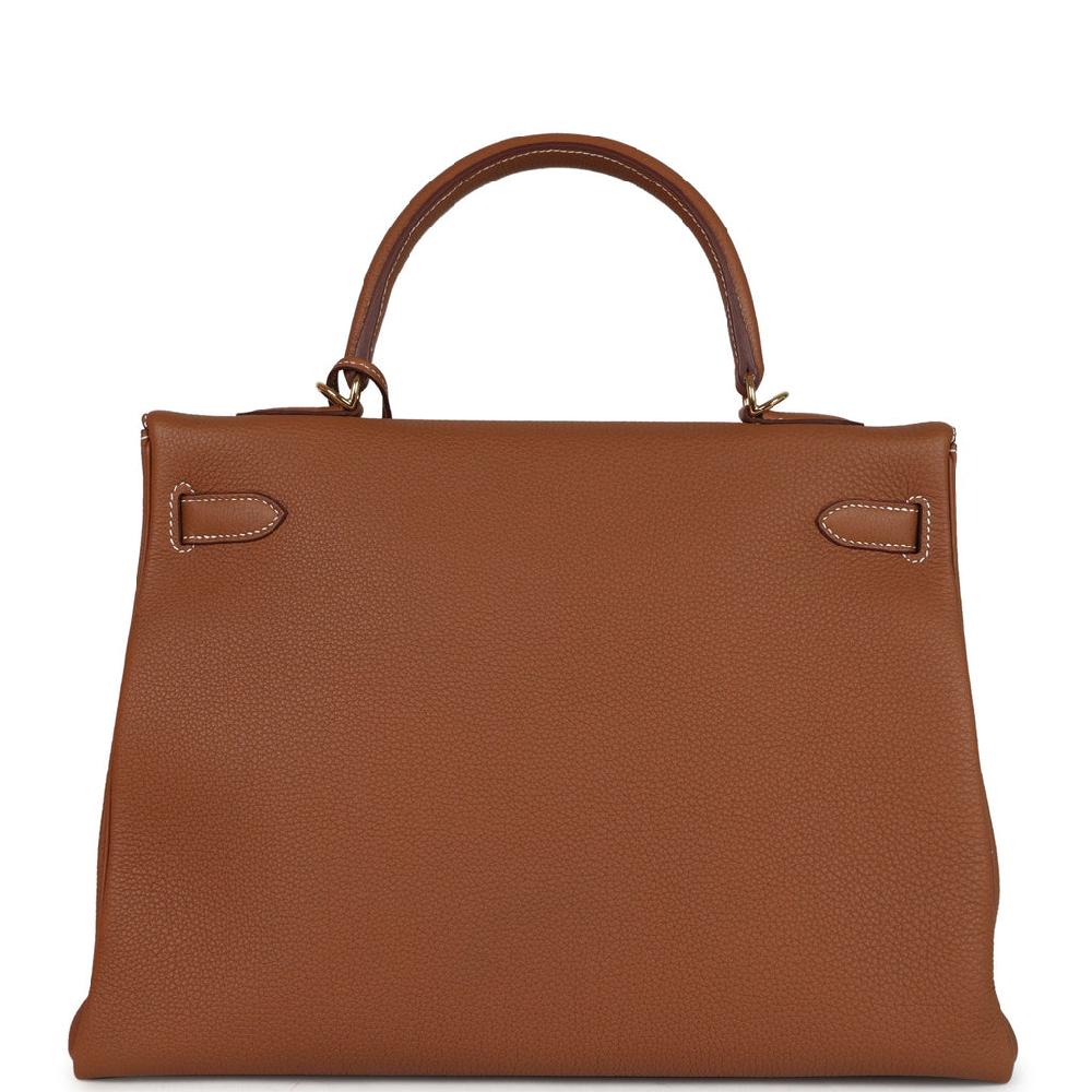 Pre-owned Hermes Kelly Retourne 35 Gold Togo Gold Hardware