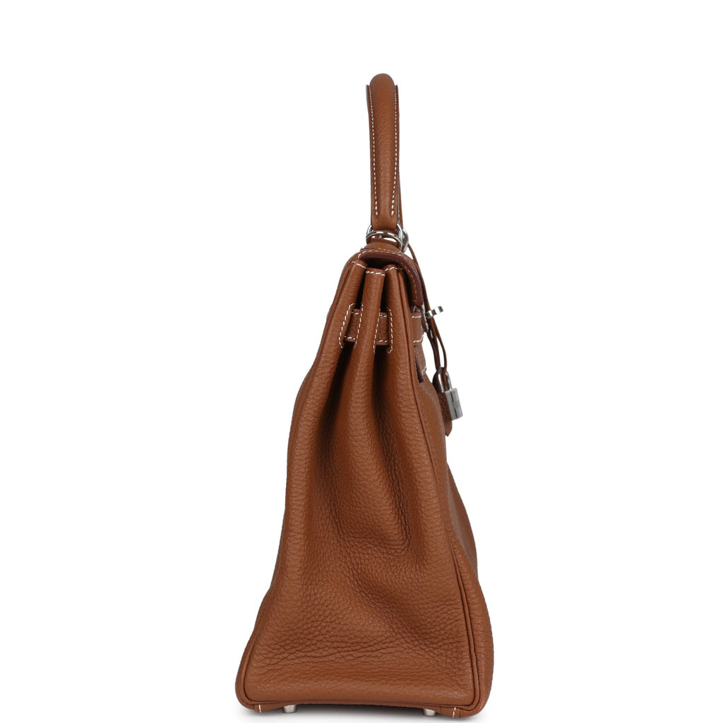 Pre-owned Hermes Kelly Retourne 35 Gold Togo Palladium Hardware