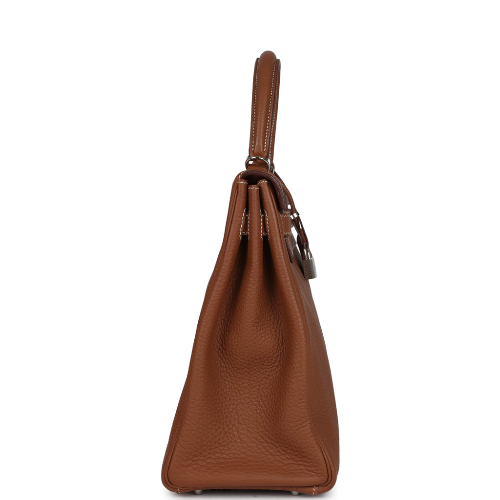 Pre-owned Hermes Kelly Retourne 35 Gold Togo Palladium Hardware