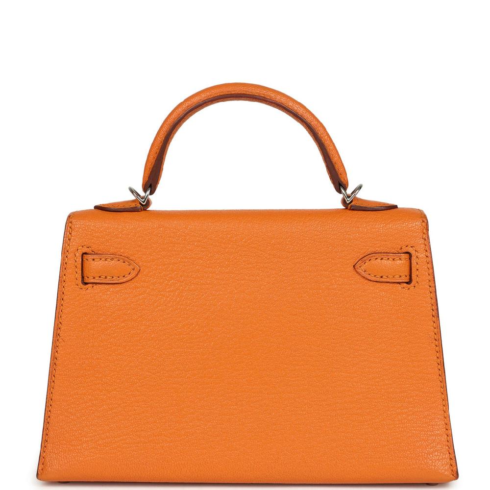 Pre-owned Hermes Kelly Sellier 20 Apricot Chevre Mysore Palladium Hardware