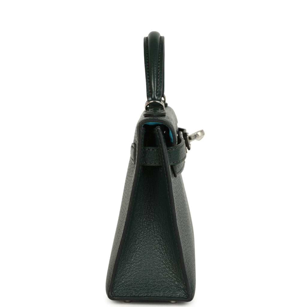 Pre-owned Hermes Kelly Sellier 20 Vert Titien Verso Chevre Mysore Palladium Hardware