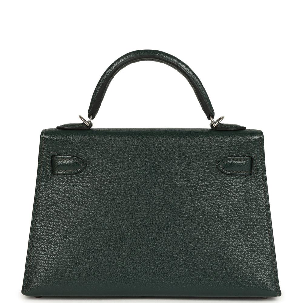 Pre-owned Hermes Kelly Sellier 20 Vert Titien Verso Chevre Mysore Palladium Hardware