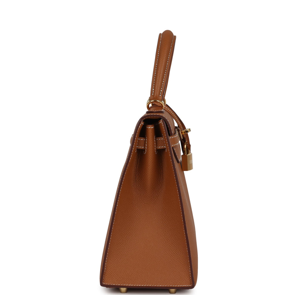 Pre-owned Hermes Kelly Sellier 25 Gold Epsom Gold Hardware