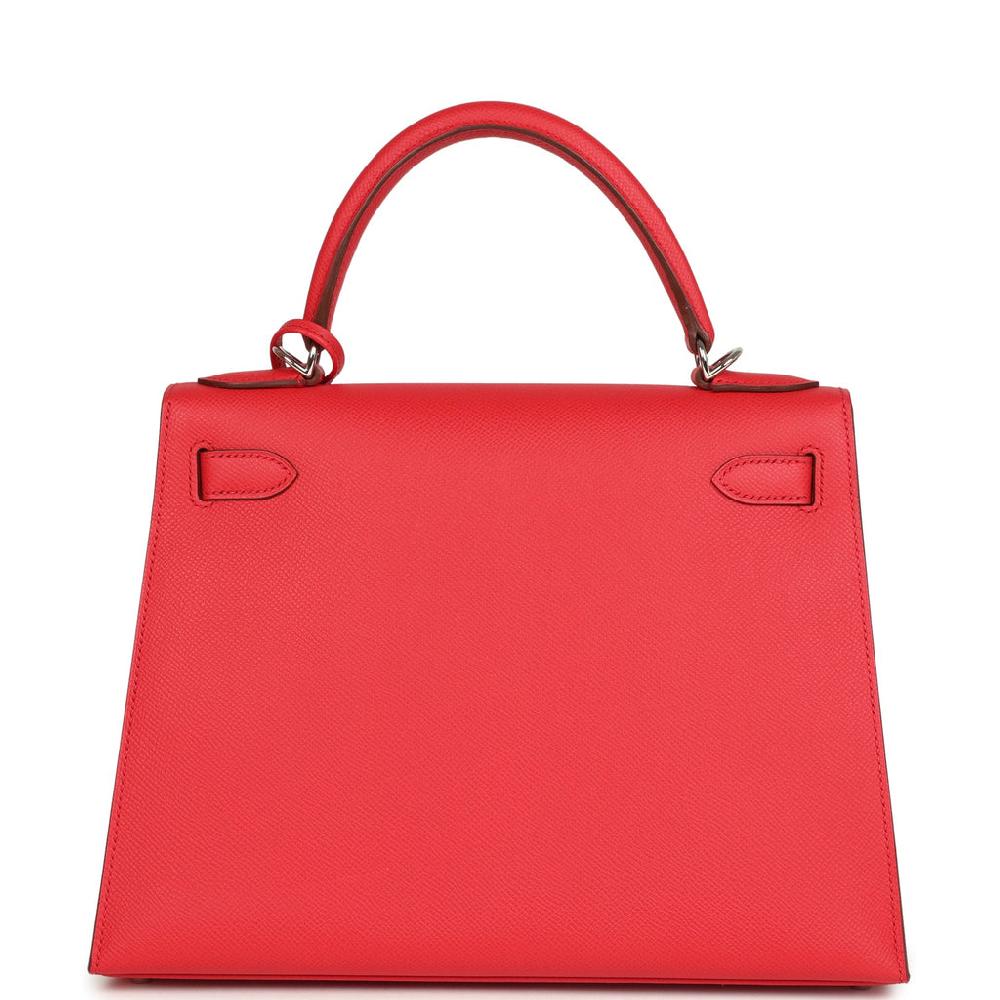 Pre-owned Hermes Kelly Sellier 28 Bougainvillea Epsom Palladium Hardware
