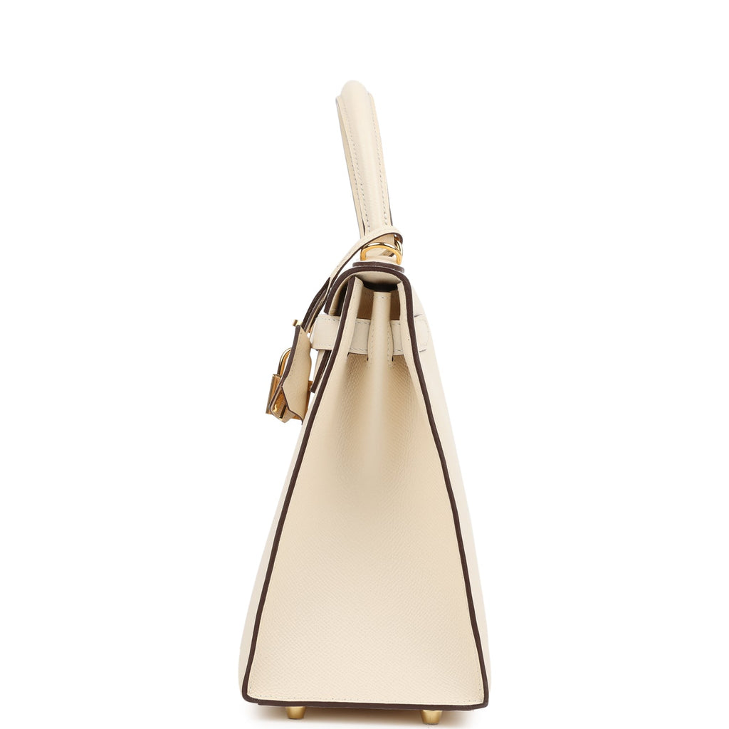 Pre-owned Hermes Kelly Sellier 28 Nata Epsom Gold Hardware
