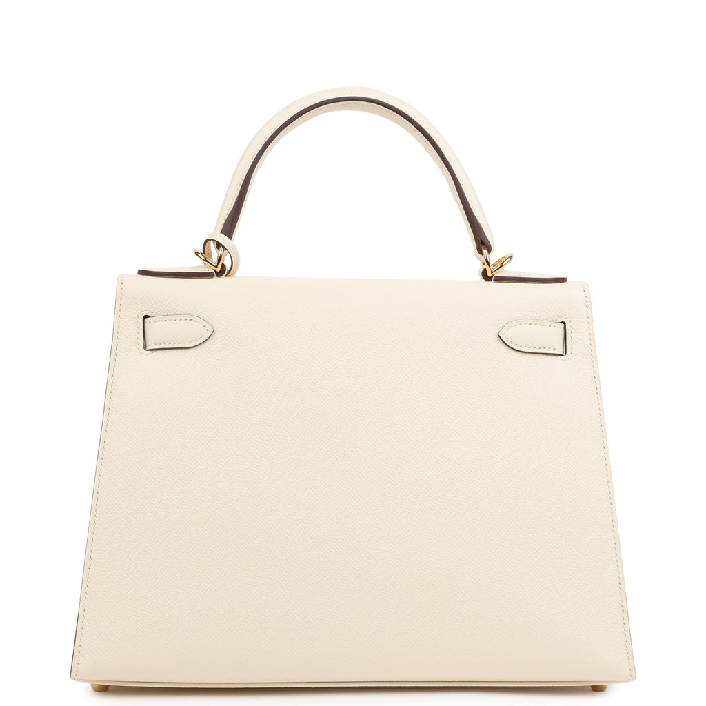 Pre-owned Hermes Kelly Sellier 28 Nata Epsom Gold Hardware