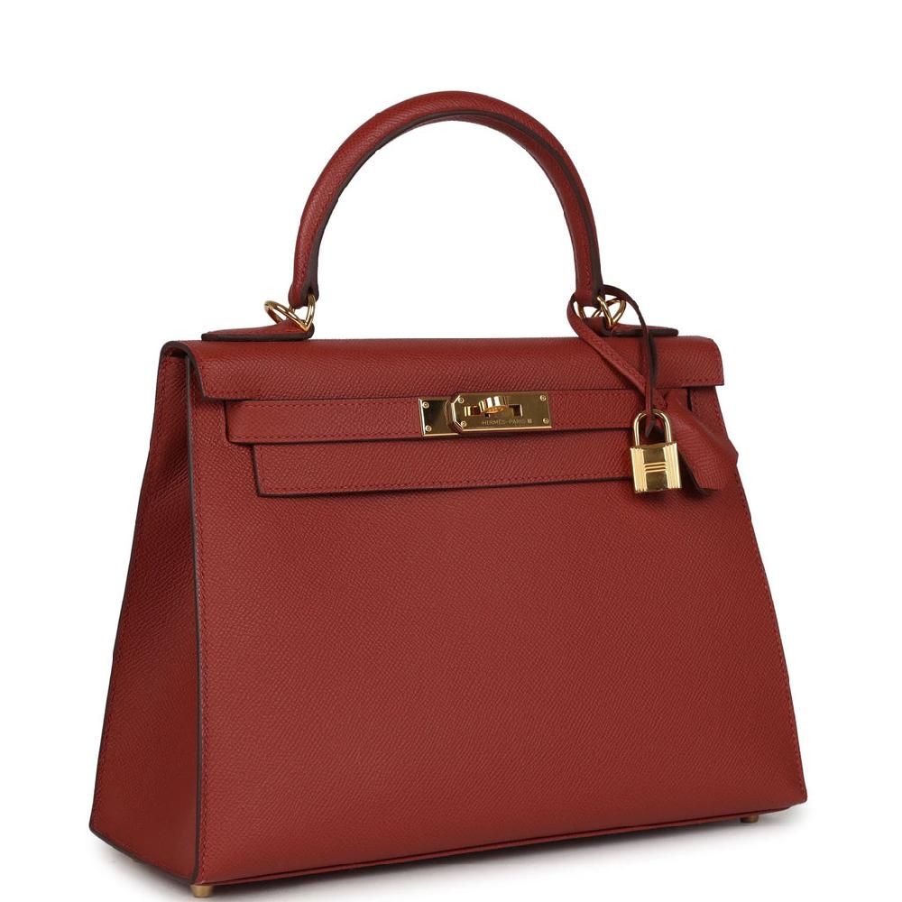 Pre-owned Hermes Kelly Sellier 28 Rouge Venitien Epsom Gold Hardware
